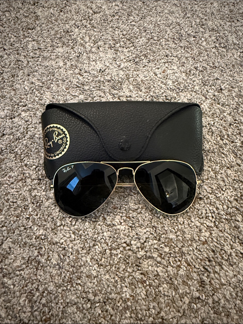 Ray Ban ORB3025 Gold Aviator Large 58mm Unisex Polarized Sunglasses